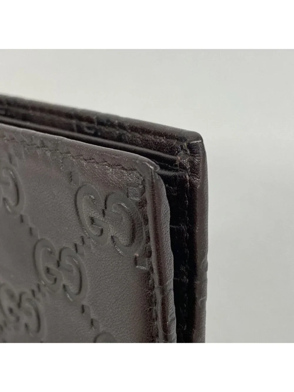 Gucci Billfold Guccissima Interlocking G Leather Brown Champagne Gold Wallet